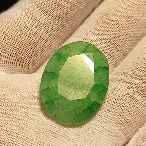Natural Emerald Untreated Loose Gemstone ( Brazil) 33.40Ct Oval Cut Faceted Gem